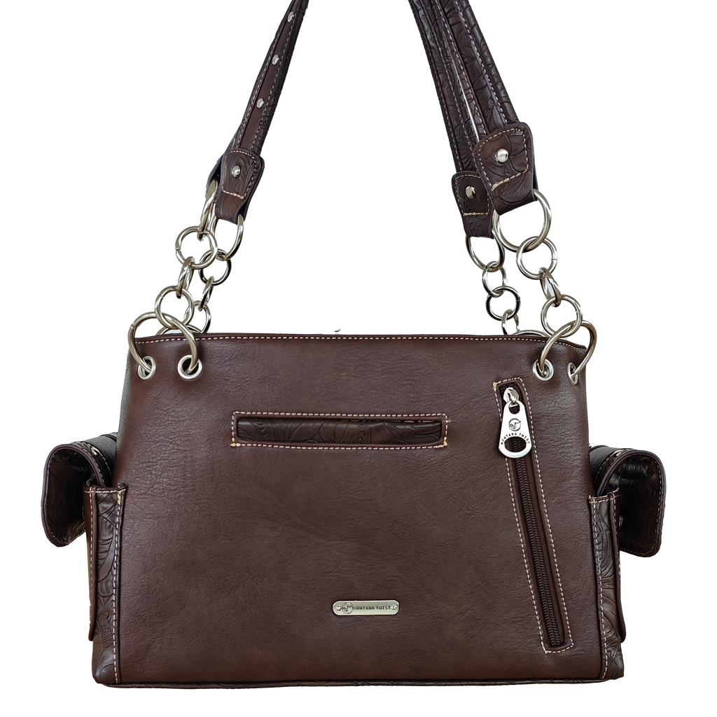 Montana Twist Concealed Carry Brown Solar Flower Tooled Handbag