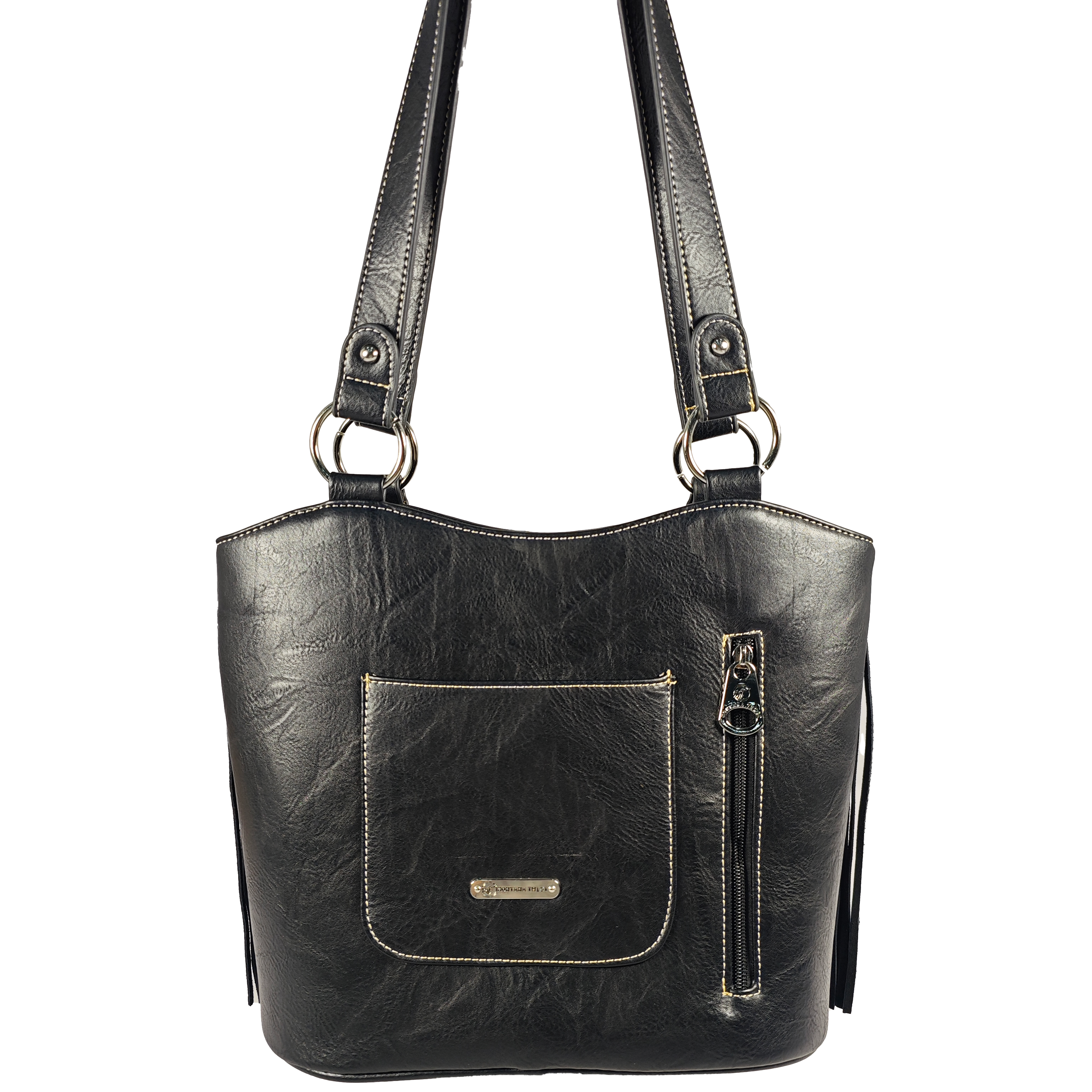 Montana Twist Concealed Carry Black PU Leather Fringe Handbag