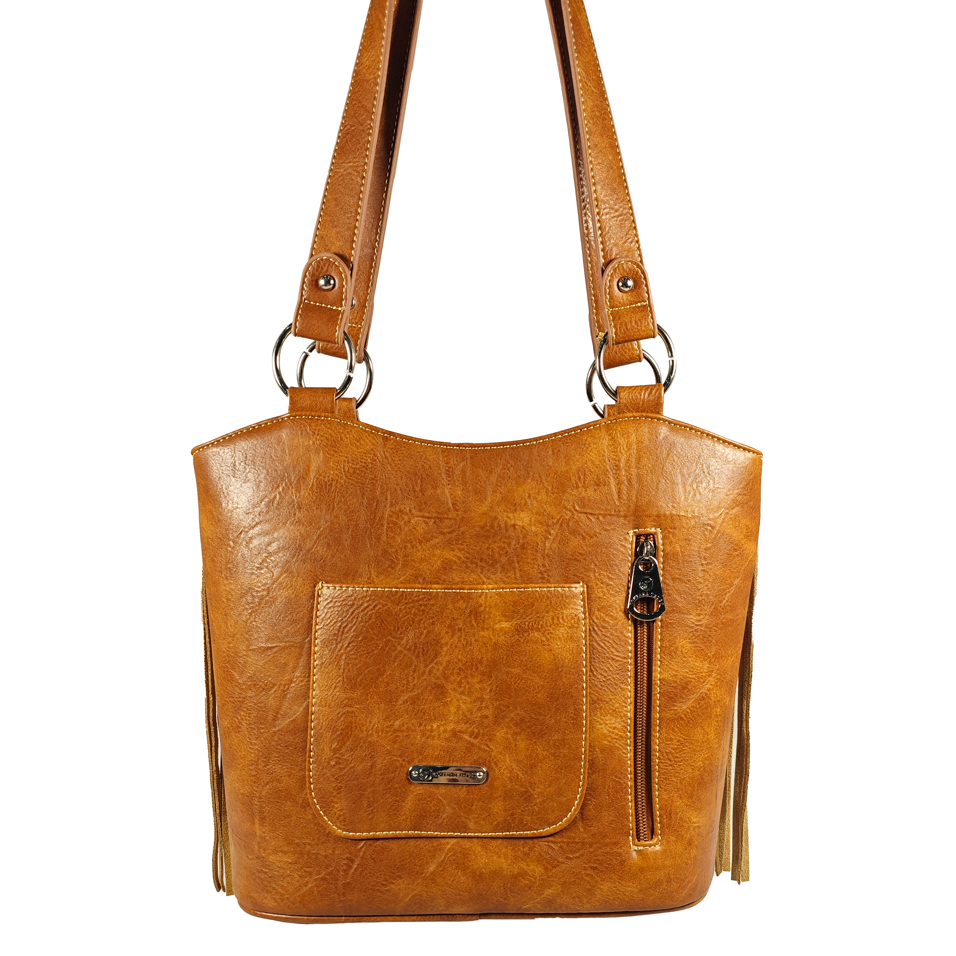 Montana Twist Concealed Carry Brown PU Leather Fringe Handbag