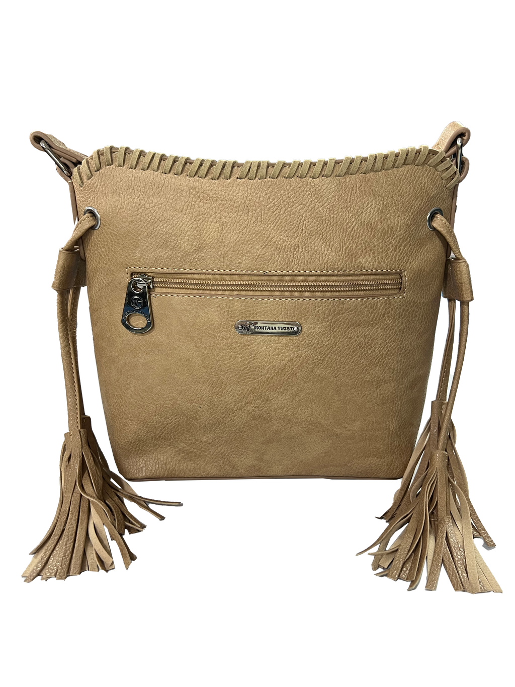 Montana Twist Mandala Tooled PU Leather Crossbody Handbag - Beige