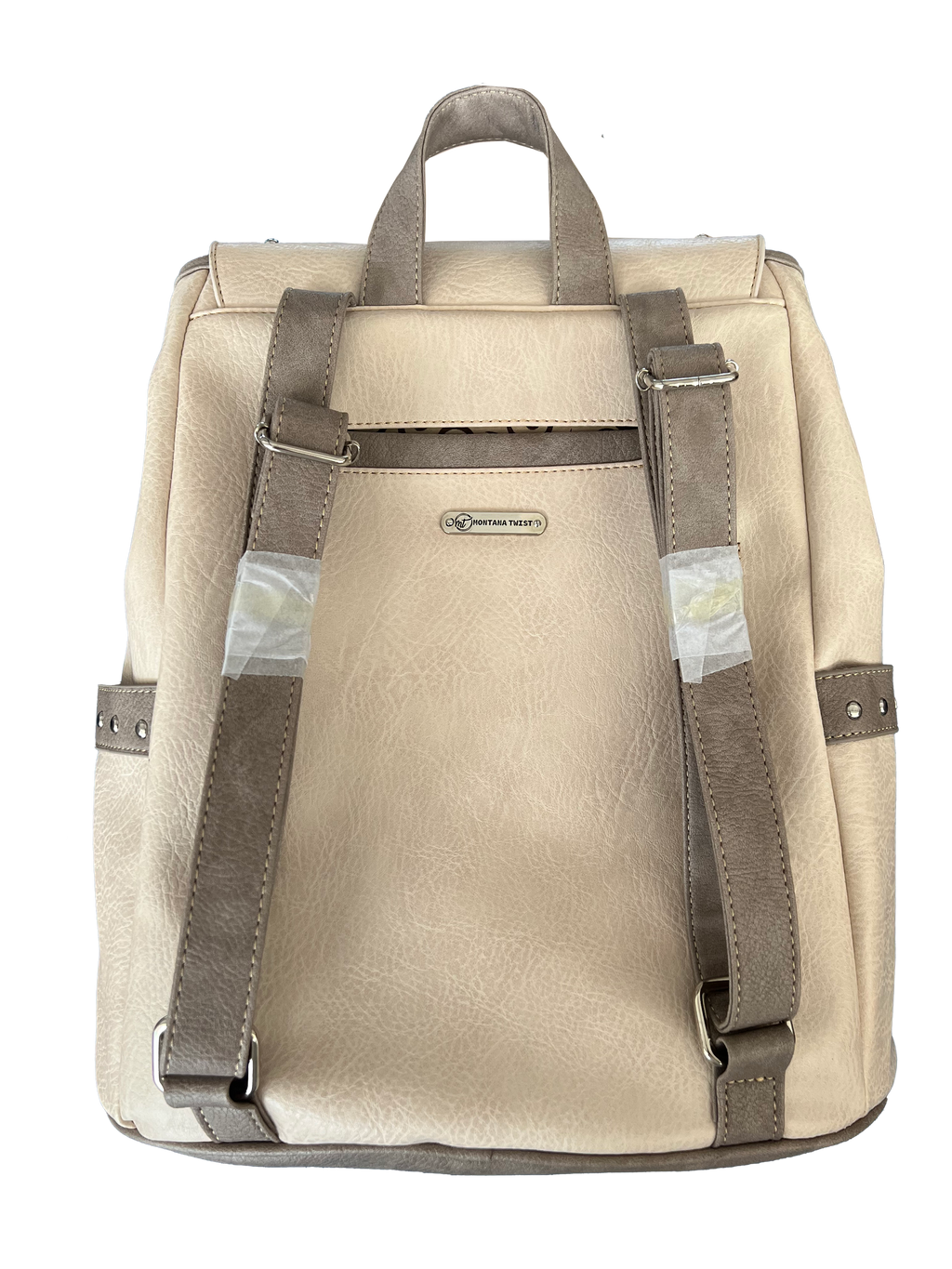 Montana Twist Concealed Carry PU Leather Embroidered Horse Backpack - Vintage Beige