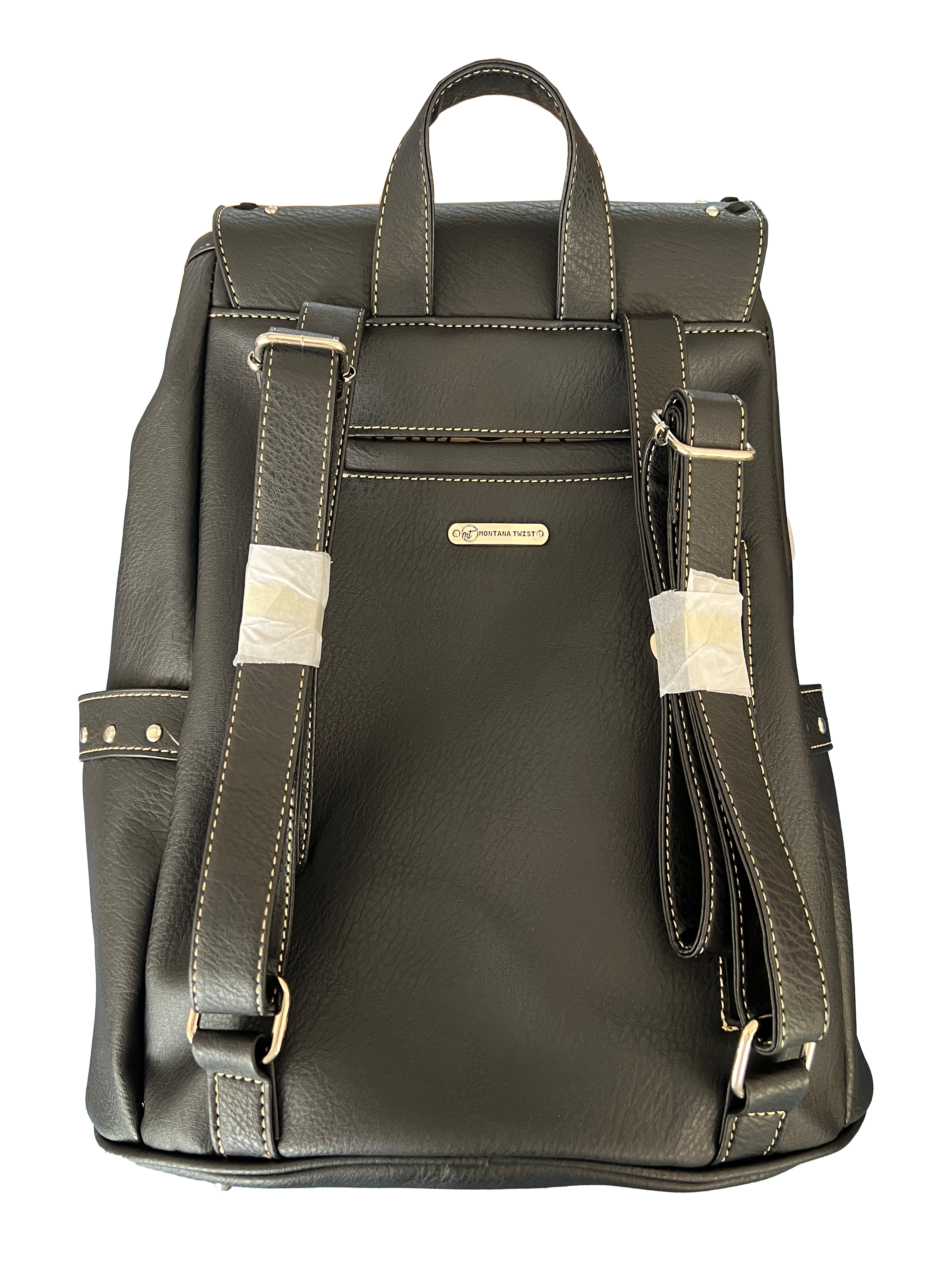 Montana Twist Concealed Carry PU Leather Embroidered Horse Backpack - Black