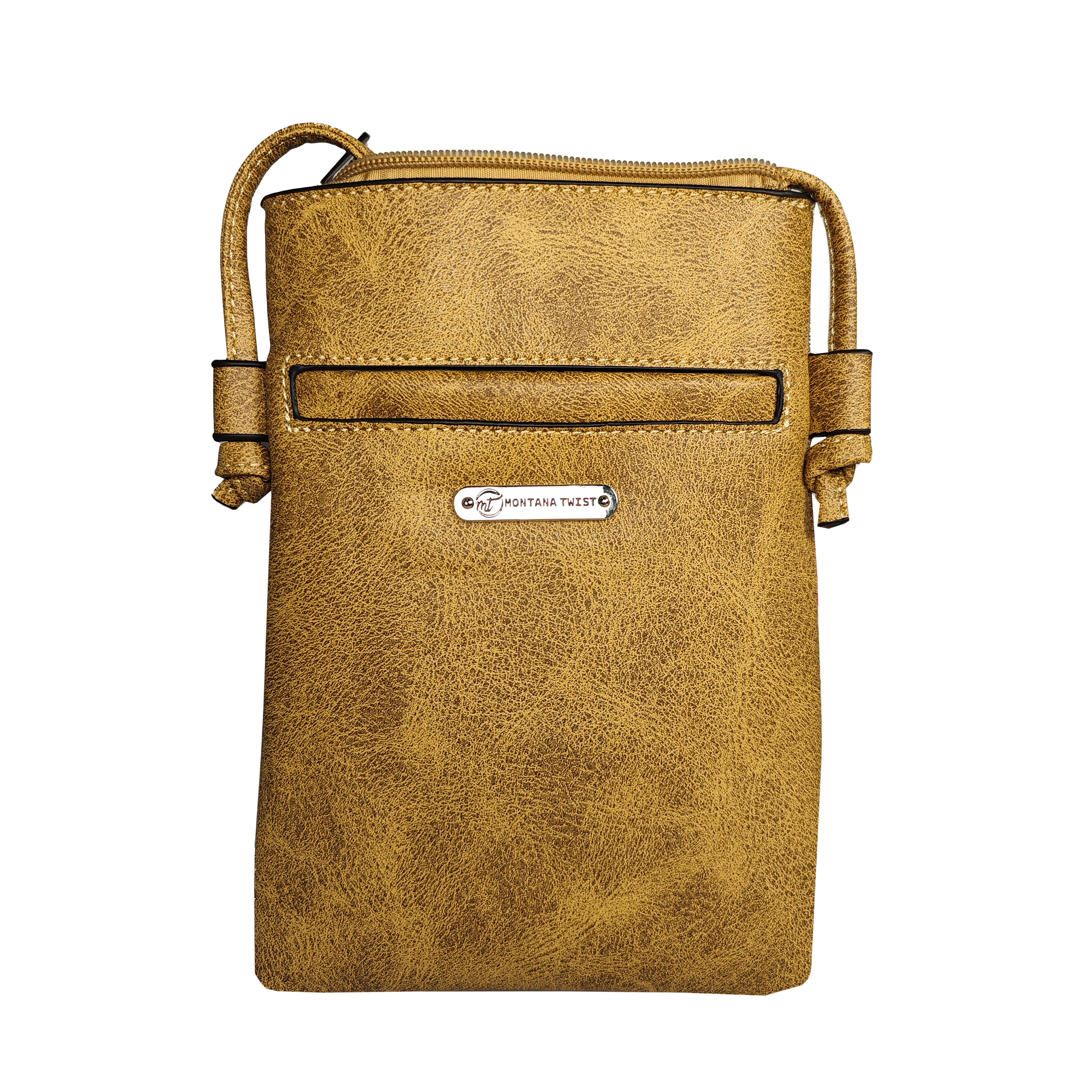 Montana Twist PU Leather Brown Laser-Engraved Dream Catcher Crossbody Phone Bag