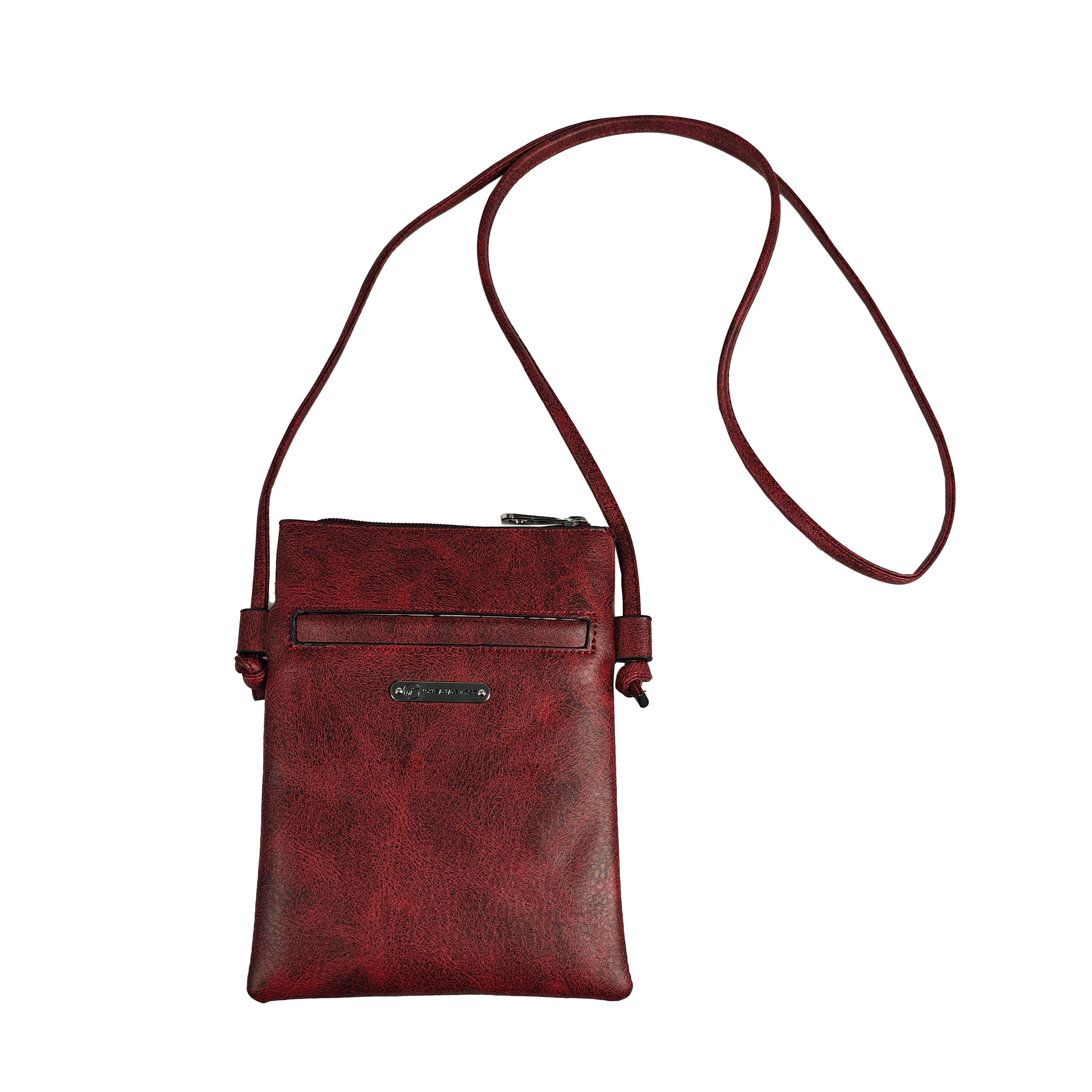 Montana Twist PU Leather Red Laser-Engraved Feather Crossbody Phone Bag