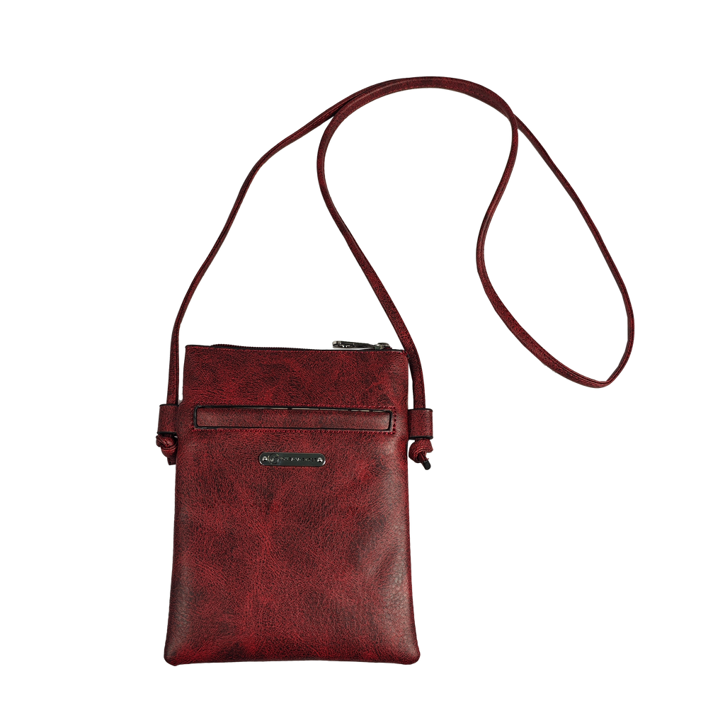 Montana Twist PU Leather Red Laser-Engraved Feather Crossbody Phone Bag