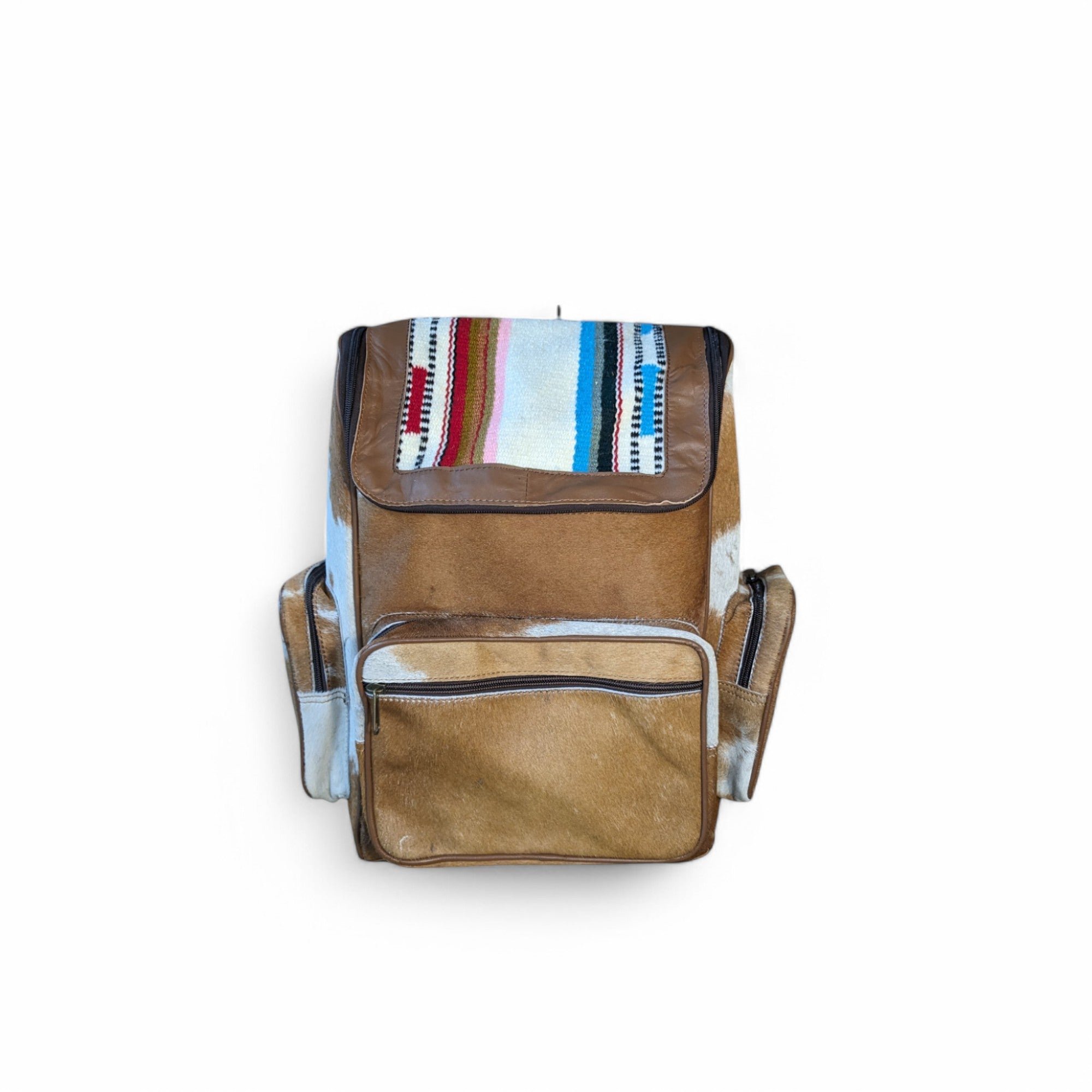 Montana Twist Genuine Leather Backpack w/ Handwoven Flap