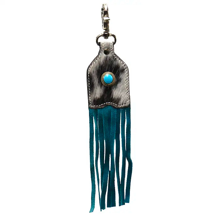 Western Hair On Leather Keychain