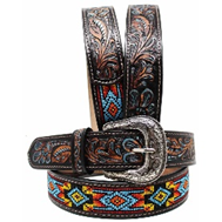 Montana Twist Genuine Leather Belt - The Celebration Leather and Beaded Belt