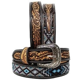 Montana Twist Genuine Leather Belt - The Silver Mine Leather and Beaded Belt