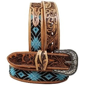 Montana Twist Genuine Leather Belt - The Breaking Storm Leather and Beaded Belt