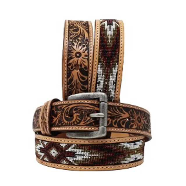 Montana Twist Genuine Leather Belt - The Bareback Leather and Beaded Belt