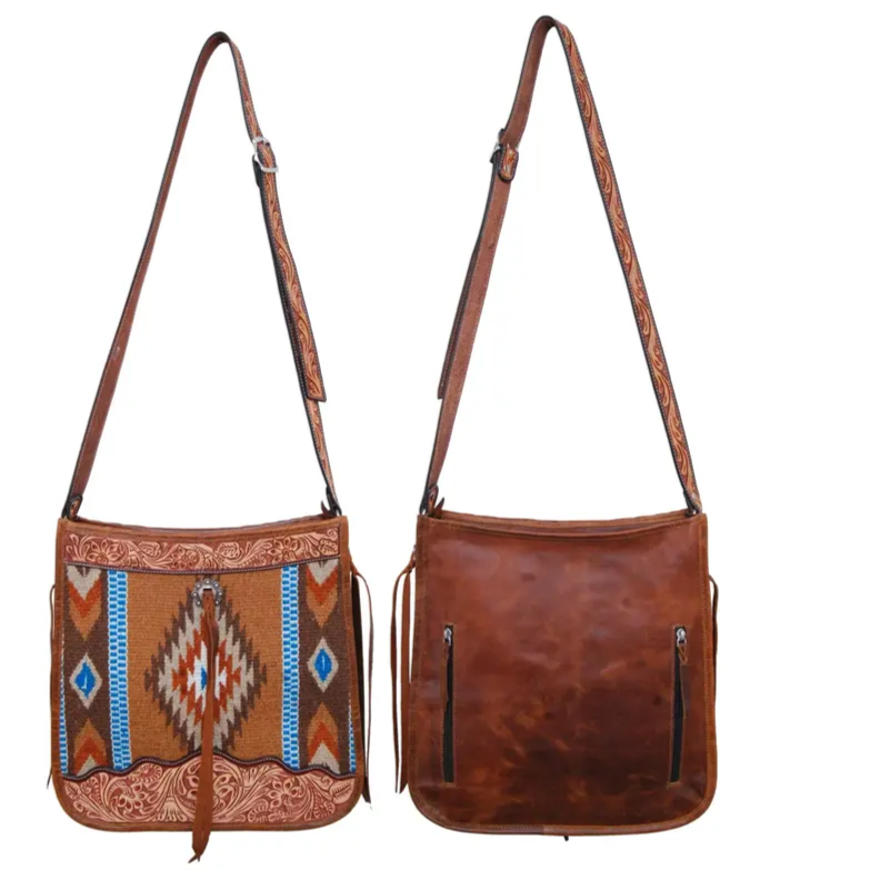 Montana Twist Genuine Leather Brown Saddle Blanket Handbag